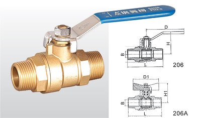 Original Emmeto 206 Brass Outer Ball Valve 206A Butterfly Shape Handle DN15-DN25