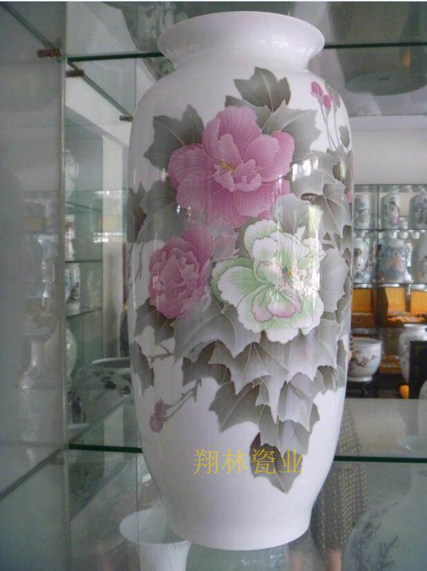 醴陵群力老瓷器--釉下彩25cm花瓶，蓝色双凤底款，90年代生产-淘宝