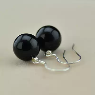 925 Sterling Silver Natural Black Agate Earrings Women's Vintage Original Ethnic Handmade Silver Festive Gift