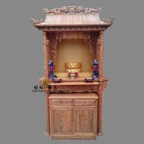 Hand-carved camphor wood carving double dragon roof-style solid wood shrine cabinet shrine standing cabinet shrine shrine