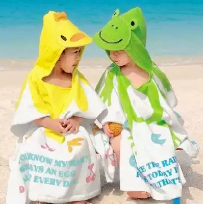 (Thickened) new cotton cartoon bath towel children's bath towel children's bathrobe cloak shape bathrobe