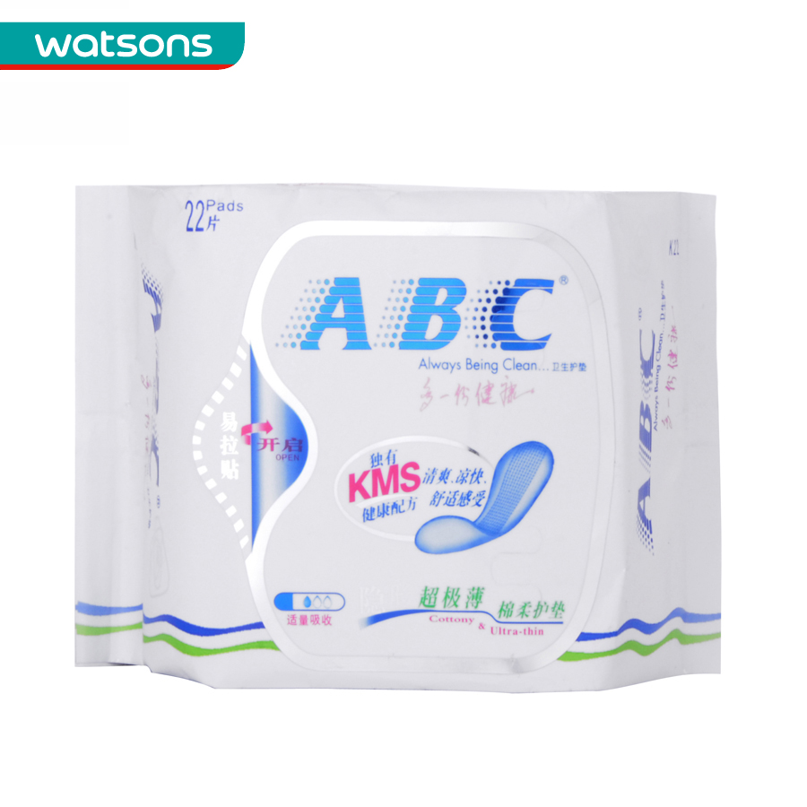【屈臣氏正品】 ABC隐形超极薄棉柔护垫22片(KMS)