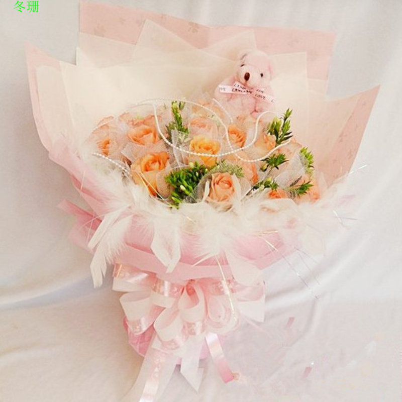 宝坻花店生日送花19朵粉玫瑰鲜花速递同城塘沽天津怀仁县求婚预定