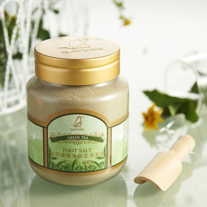 娜其尔绿茶足浴盐 浴足盐泡脚粉去角质脚臭脚痒脚汗死皮足盐
