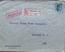 Denmark 26 years sticker King Christian ticket registered mail