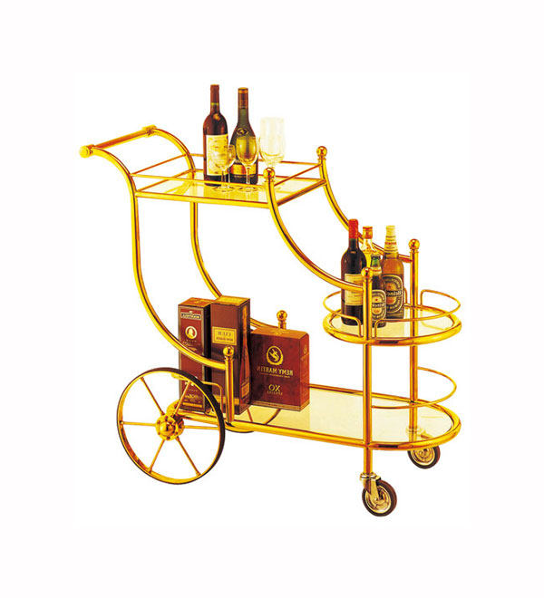 Titanium Gold Wine Cart Stainless Steel Food Delivery Cart Cart Hotel Wine Cart Champagne Car Snack Cart 4S Service Cart