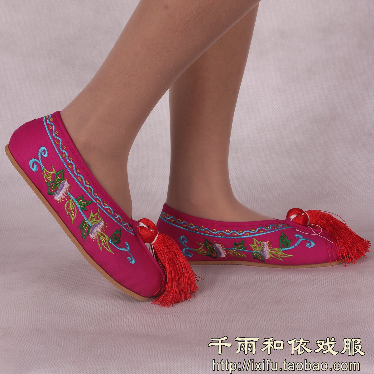 Flowers Denier Embroidered Shoes Peking Opera Yue Opera Drama Shoes Opera Stage Performance Opera Supplies Flowers Denier Flat Color Shoes 5