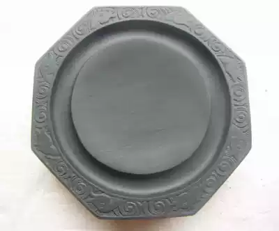 Grandma's home Yantang handmade stone carving craft gift decoration ribbed shading inkstone Side-by-side Duan inkstone Hui Inkstone Hexagonal plain pond inkstone