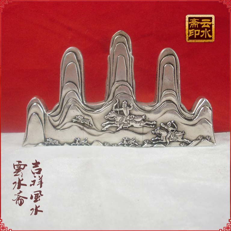 White Bronze Pen Holder Pens Imitation Ancient Make Old Five Finger Hills Hunting Brush Pen Room Calligraphy Supplies