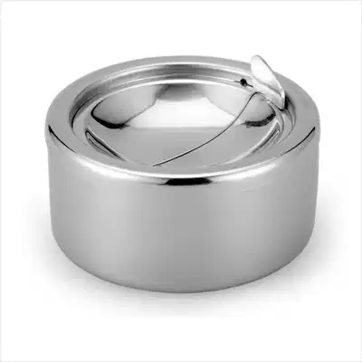 Stainless steel high-end ashtray fully enclosed self-extinguishing type with lid press-down rotatable type