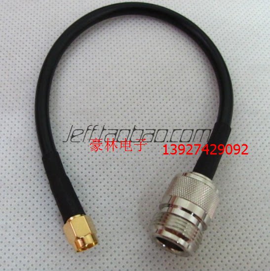 RF adapter cable SMA-J male head (inner screw and inner needle) to N-k female head (outer screw inner hole) 1 meter long
