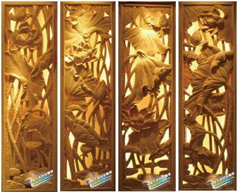 Sandstone Reliefs Mural High Class TV Background Wall Lotus Flowers Light Transmission Screen Hollowed-out Background Wall Brick 