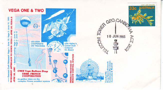 Australia poke seal: The Kambela TV Tower (post office) 1985 spaceflight