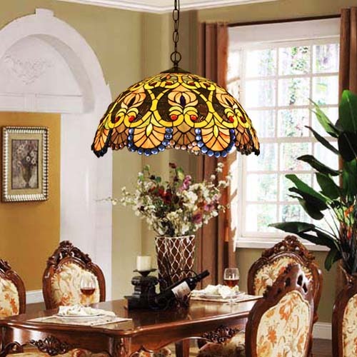 Baroque stained glass decorated retro restaurant chandeliers Cafe Bar Classical art chandeliers