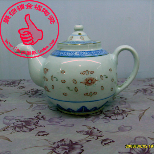 China Cultural Revolution porcelain Jingdezhen factory goods Ceramics Light porcelain factory Qinghua Lingang with colorful eagle's mouth pot tea teapot bag old-Taobao