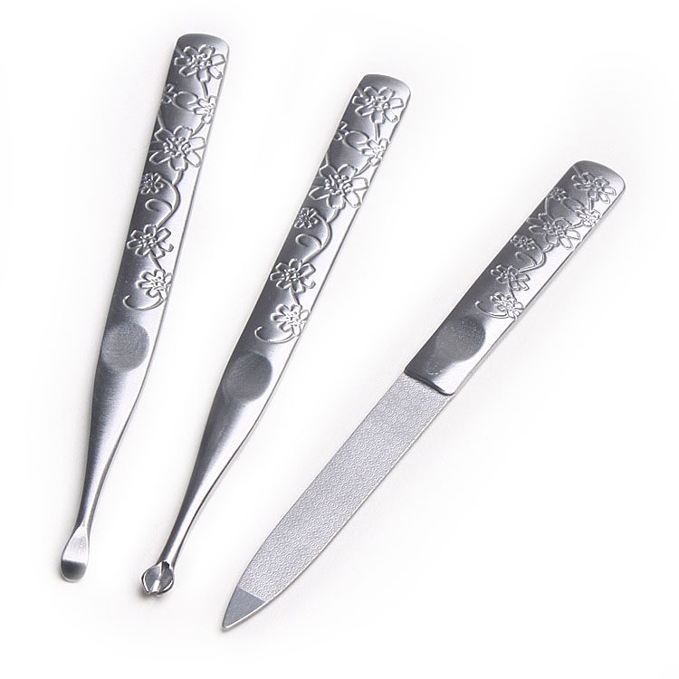 Carved all stainless steel personal care manicure tool nail file ear spoon dead skin fork beautiful beauty tools