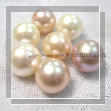 DIY11-11.5mm Natural Freshwater Pearl Round Naked Bead Particle Bead Micro Flaw Can punch half hole full hole