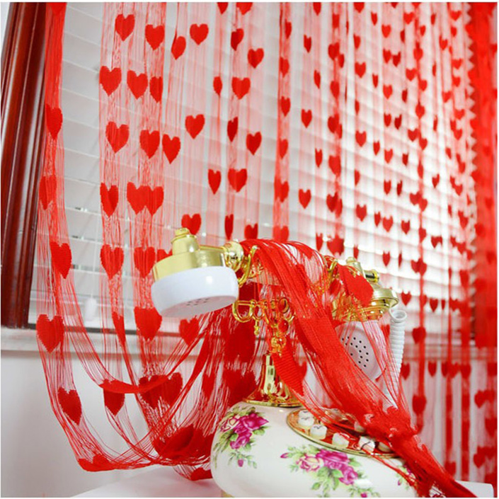 Wedding supplies Wedding curtain Red wedding room decoration curtain partition door Peach heart-shaped love line curtain