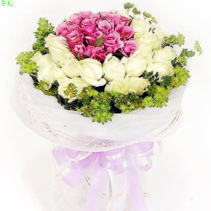 男士白玫瑰花束鲜花速递长沙鲜花店株洲洪江安康爱意表白送花生日