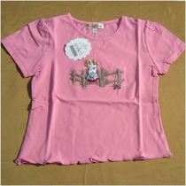 Clear goods France Bubbly girl clog girl BG6129 fine solid fence embroidered short sleeve woman T-shirt