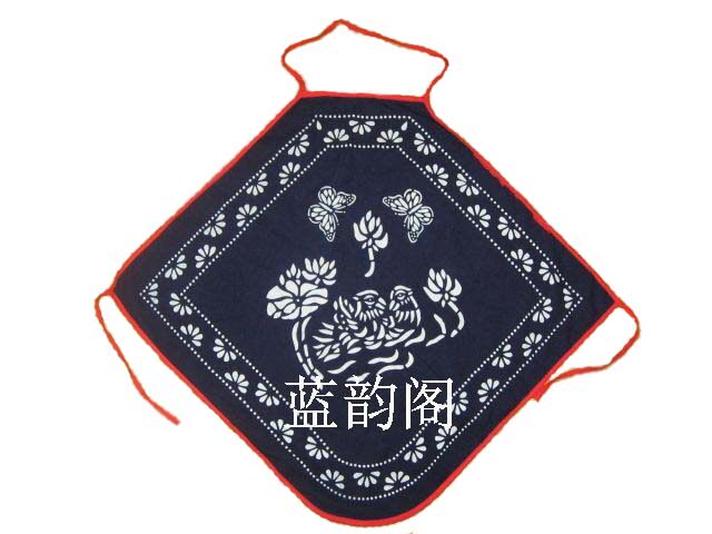 Uzhen blue printed fabric full cotton belly pocket hanging neck underwear handmade printing and printing with mother and daughter (mandarin butterfly)