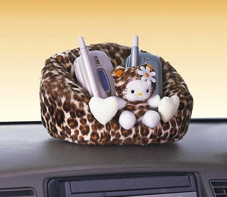 日本hellokitty 毛绒豹纹系列 仪表台手机置物架 KT204