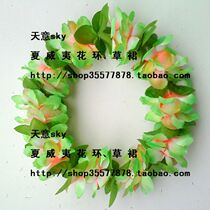 Hawaiian Hula Costume - Head Ring Party Dance Gymnastics Show Catwalk Christmas Event 7cm Leafy Green
