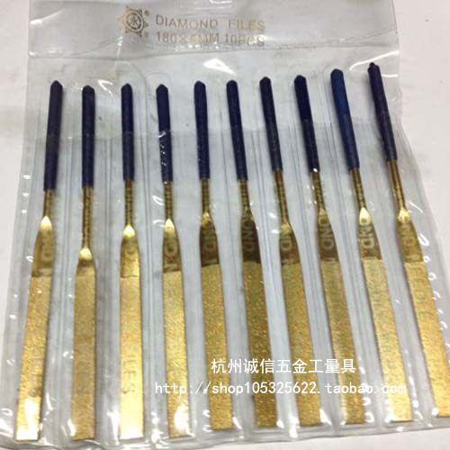 Boutique plated titanium diamond shgin file with titanium filing knife flat file 3 * 140 4 * 160 5 * 180mm