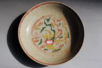 Ming Wanli colorful cloud phoenix pattern plate export porcelain Nanjing red painting red green color