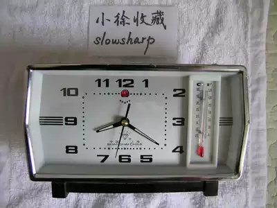 Early production of all-copper movement mechanical alarm clock with thermometer out of print stock diamond brand