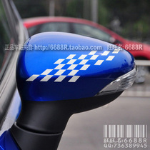 Car Mirror Sticker Sports Check Flag Reversing mirror Sticker Rearview mirror Decal Cruze Carnival Universal