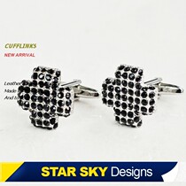 Xingcao ● Korean version of mens cross black color stone cufflinks fashion cuff stud French shirt buckle gift box XK1703
