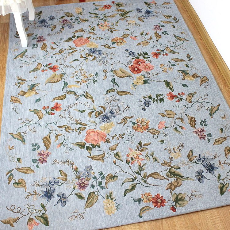 Personalized European-style pastoral living room Mediterranean thin coffee table floor mat American-style country carpet bedroom bedside blanket is easy to take care of
