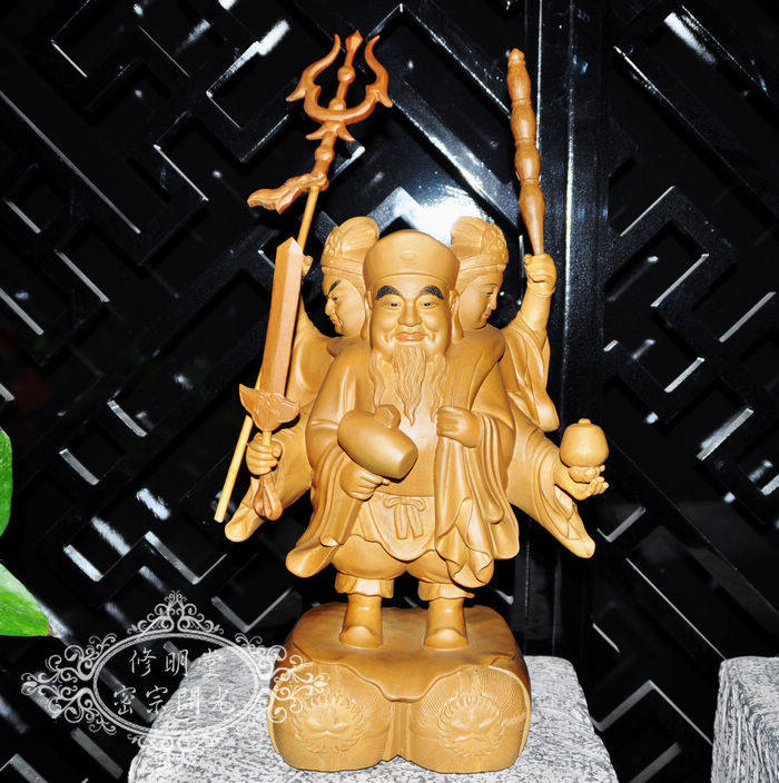 修明堂限量仅2尊 特恭请价 香樟木大师精工雕密宗大黑天三面财神