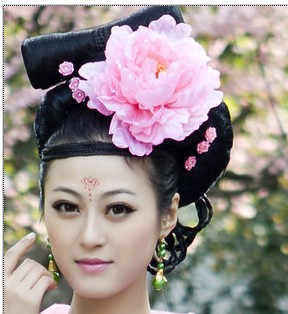 Tang Dynasty Hanfu headdress performance props costume fake flower costume bride floral headdress accessories high-grade fake peony flower
