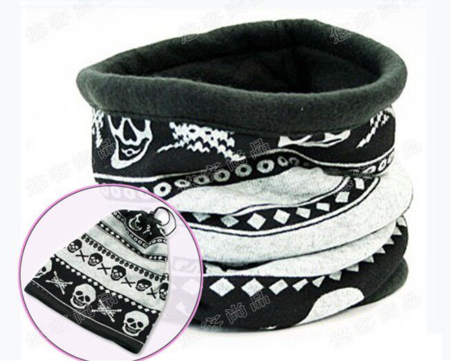 Imitation cashmere double-layer scarf, French velvet neck cover, multi-functional drawstring cap, mountaineering windproof mask for cycling