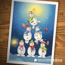 Snowman Stacked Christmas Tree New Year Christmas Stars Winter POSTCARD blessing Postcards