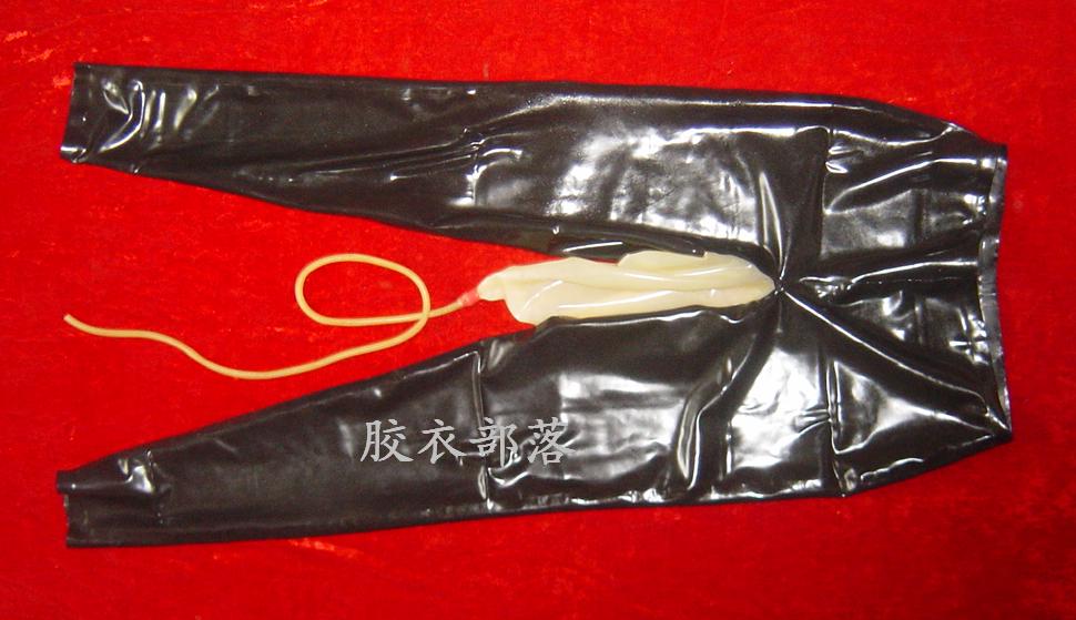 Rubber clog tribe --- latex set urine bag tight fit pants