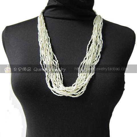 QUEMAS exaggerated foreign trade fashion rice beads multi-layer short sweater chain clothes accessories necklace clavicle chain