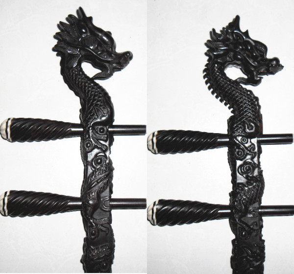 Refined Ebony dragon head erhu pole purple light sandalwood Panlong Yuehuqin pole Gahu pole flower drum drum piano burden