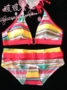 Bộ bikini sọc nhiệt đới đầy màu sắc mà không cần thép hỗ trợ đồ bơi nữ dạng quần váy