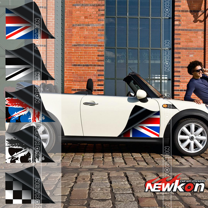 宝马迷你MINI经典款 米字旗格子旗车门贴 车身贴 cooper clubman