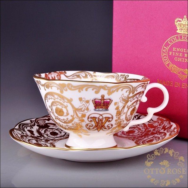 British Royal Collection Porcelain Gold Crown Teacup Cups Gift Boxes-Taobao