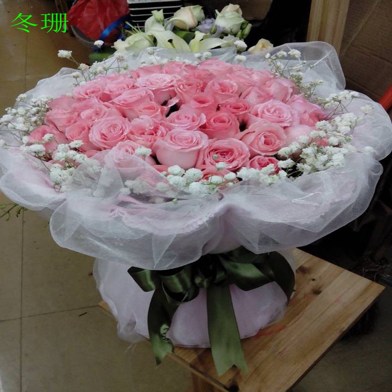 沈阳花店送花27枝粉玫瑰鲜花速递同城鞍山大连平定县求婚预定七夕