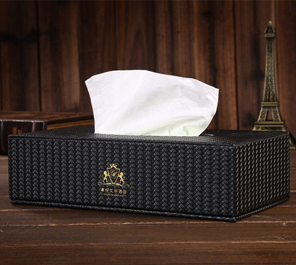 High-end Tissue Box Extractable Tissue Paper Boxes Cortical Fashion Eurostyle Creative Guesthouses Hotel Home Black Leather