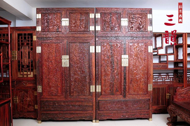 Red Wood Furniture Log Wardrobe Chinese Antique Lockers Solid Wood Clothes Cabinet Lao Big Red Acid Branches Top Box-Taobao