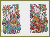 State-level intangible cultural heritage collection gift clear version Wuqiang woodcut new year a lad song bao