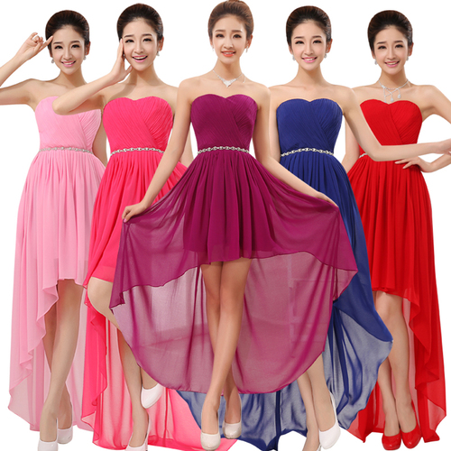 Evening dress prom gown Dress banquet temperament sisters dress performance dress chorus show thin medium length dress female season