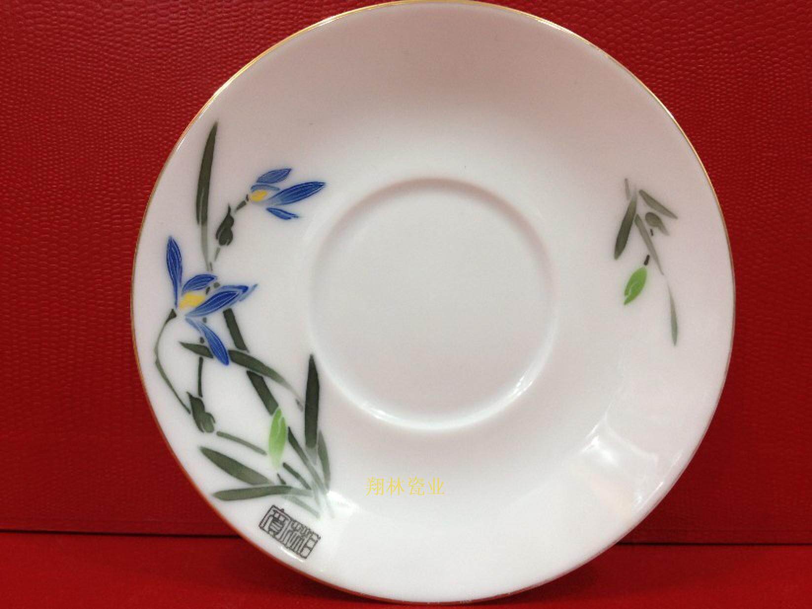 Hongjiang Old porcelain -- Hongjiang Porcelain Factory 1970s five-inch saucer -- Black Shuangfeng -- diameter 13 5cm