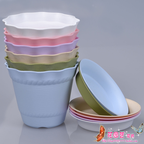 Roman wind round flowerpot Resin plastic desktop balcony pot plant flower plant vegetable wave edge flowerpot